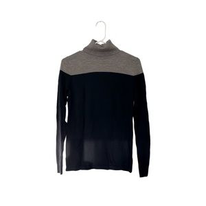Talbots Pure Merino Wool Turtle Neck Sweater, Navy&Gray, Women Size Small